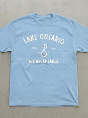 Lake Ontario Anchor Gildan T-Shirt Light Blue Graphic Tee